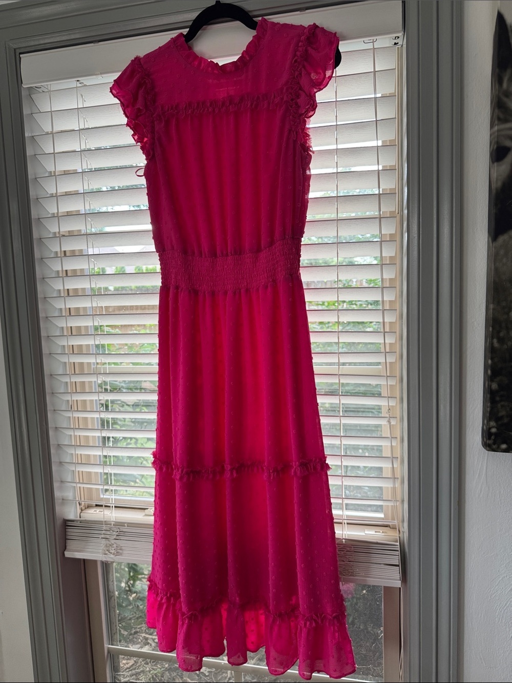 CeCe Hot Pink Maxi Texture Dress size Medium